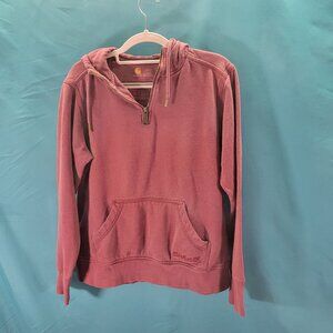 Carhartt Womens Large Rosewood Hoodie Sweatshirt With Gold Accents Kangaroo Pock